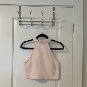 Cropped Light Pink/Nude Halter Top, Size M. Formal Wear Material.
